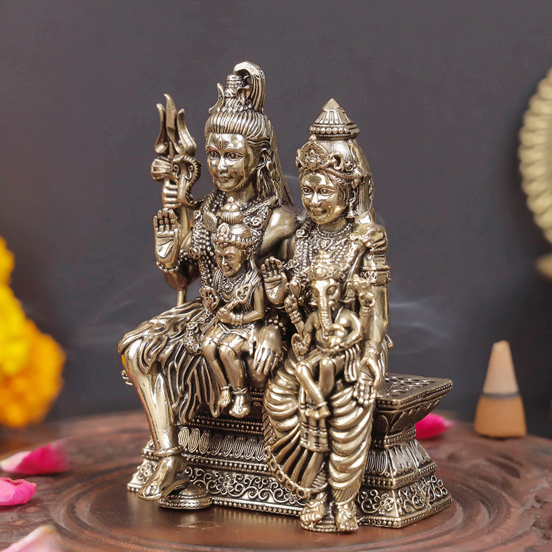 Brass Superfine Shiv Parivar Idol For Home Temple Decor 4 Inch
