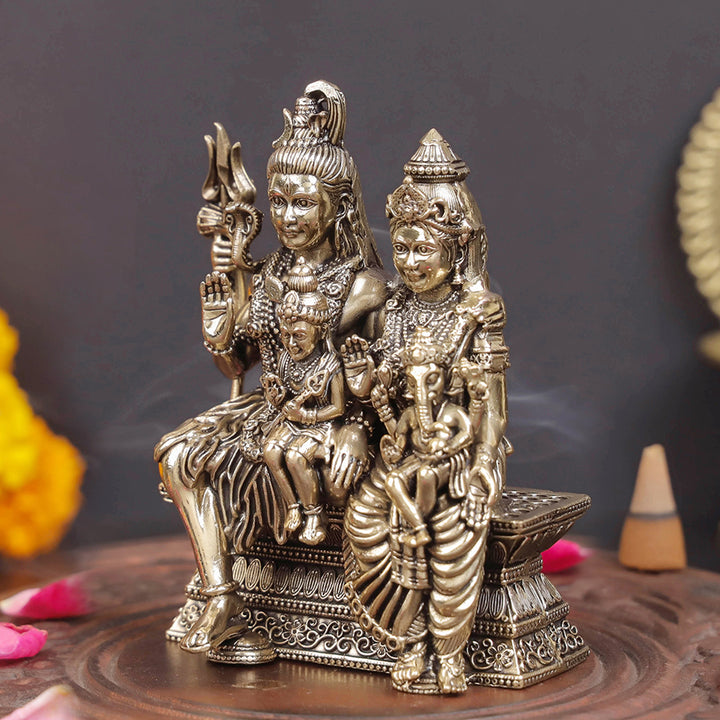Brass Superfine Shiv Parivar Idol For Home Temple Decor 4 Inch
