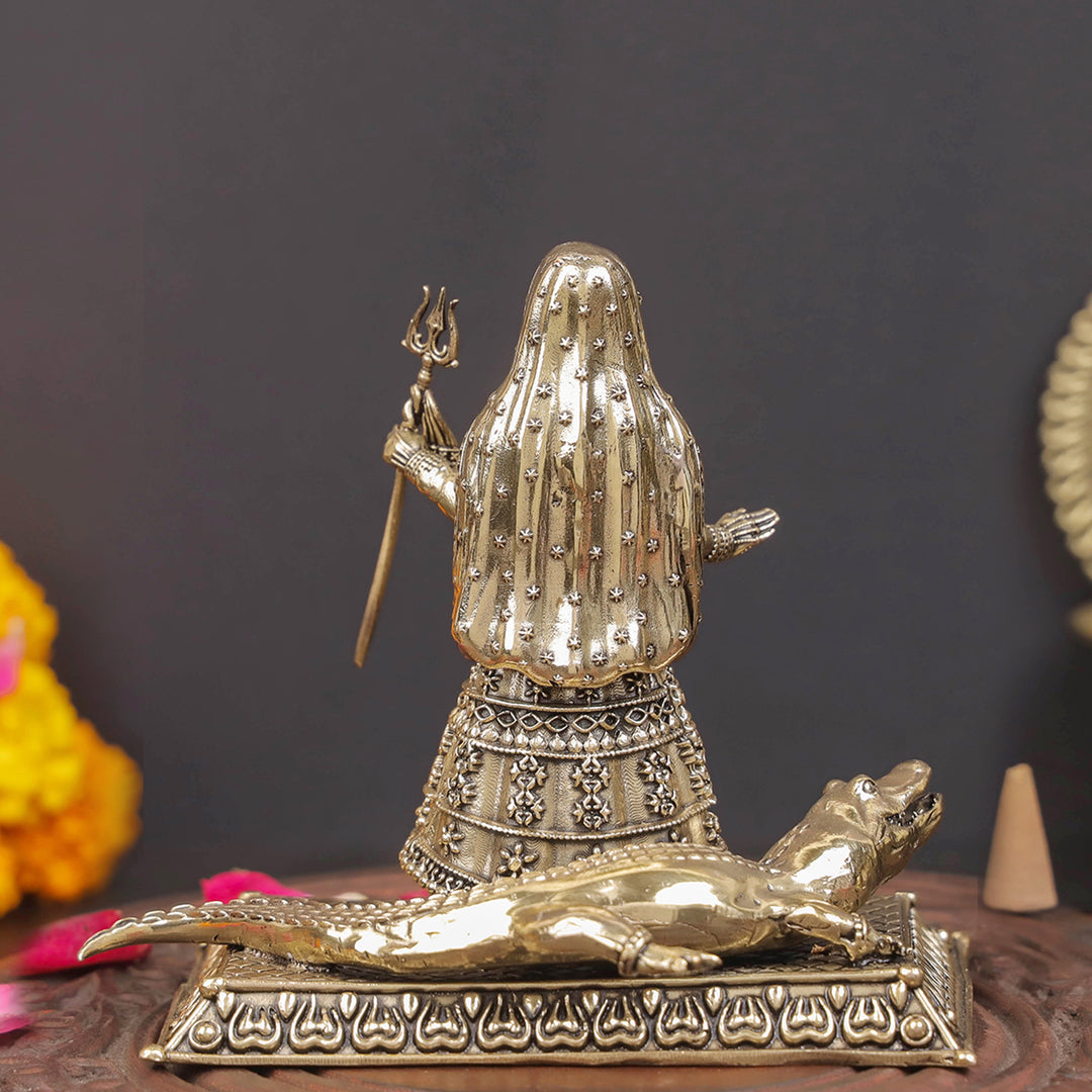 Brass Superfine Khodiyar Mata With Crocodile (Goddess Ganga) 4 Inches