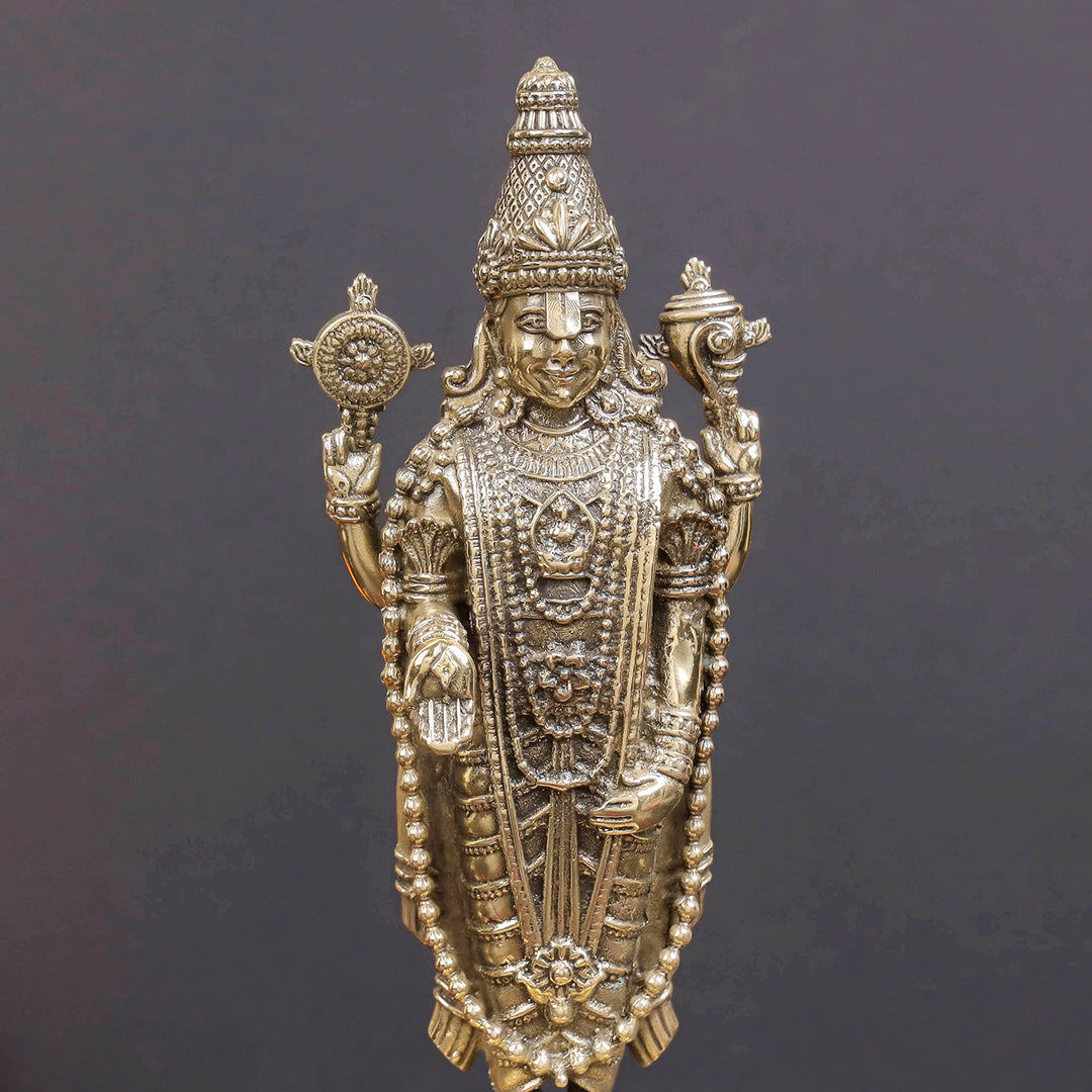 Brass Superfine Lord Tirupati Balaji Idol Venkateshvara Swamy 8 Inch