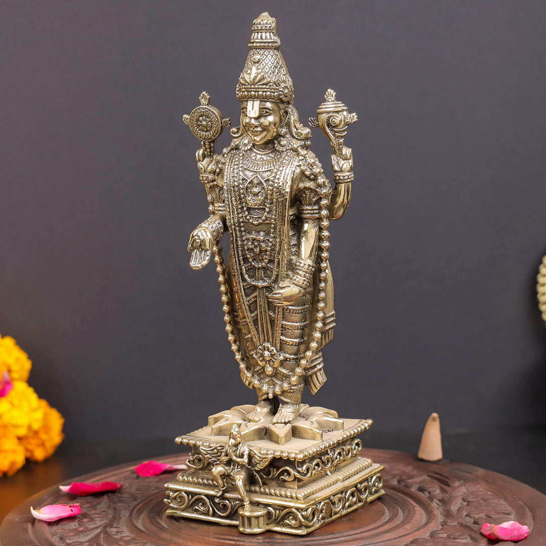 Brass Superfine Lord Tirupati Balaji Idol Venkateshvara Swamy 8 Inch