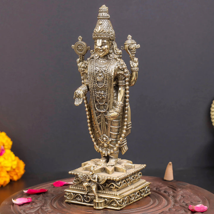 Brass Superfine Lord Tirupati Balaji Idol Venkateshvara Swamy 8 Inch