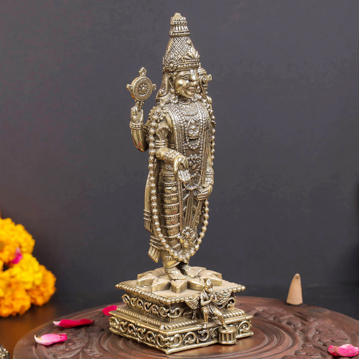 Brass Superfine Lord Tirupati Balaji Idol Venkateshvara Swamy 8 Inch