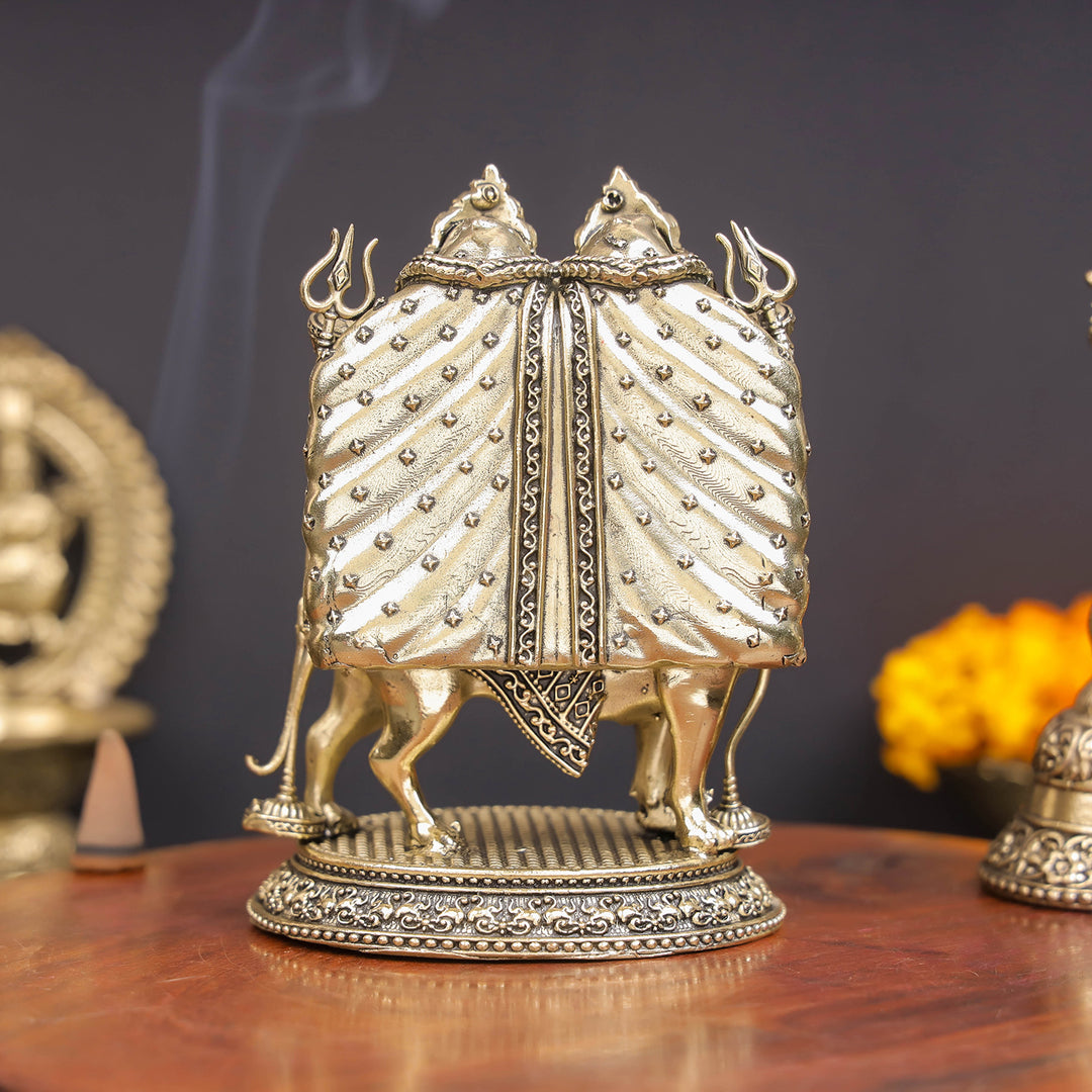 Brass Superfine Kaila Devi Chamunda Mata on Lion Idol 4.5 Inch