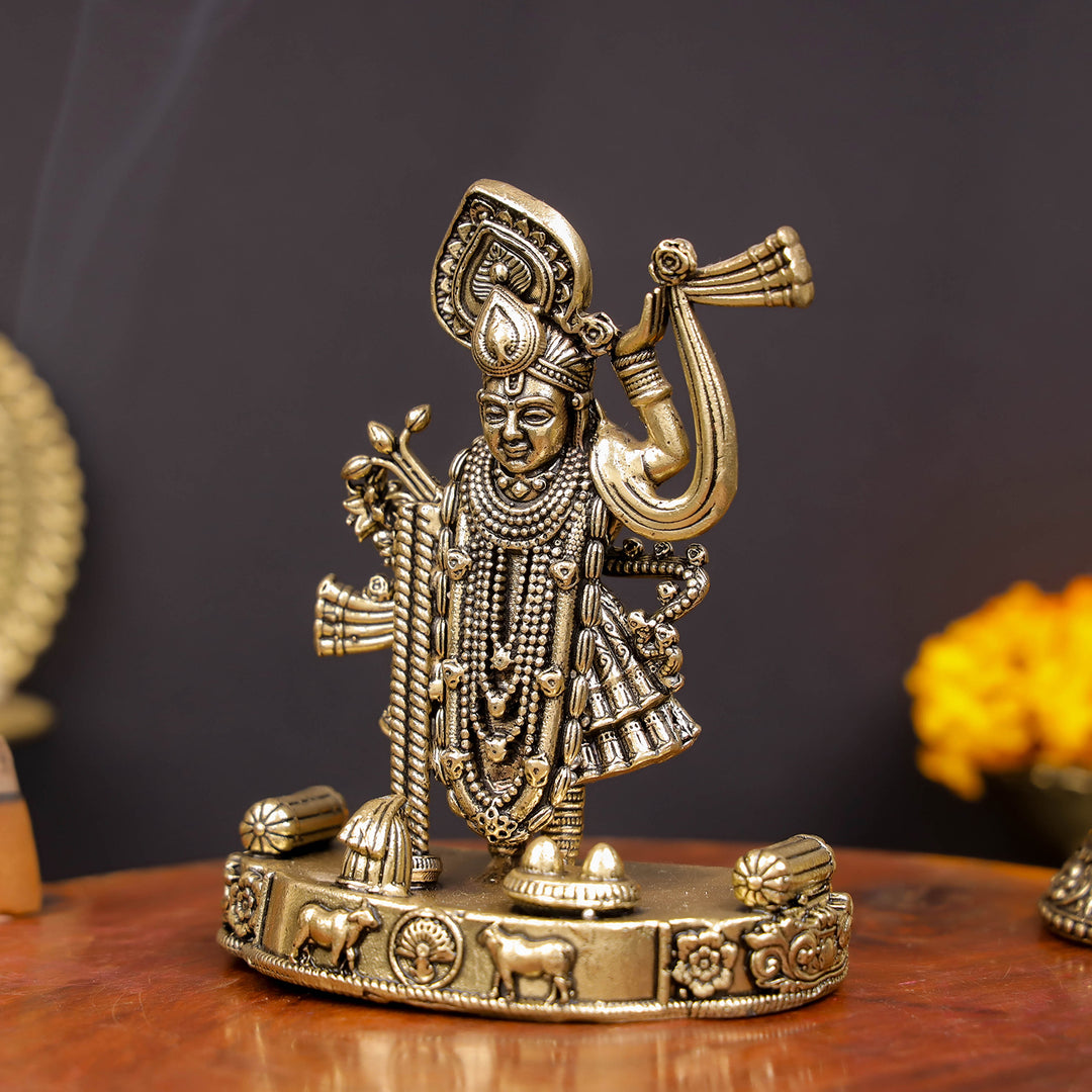Brass Superfine Shreenath Ji Idol For Home Temple Decor 4 Inch