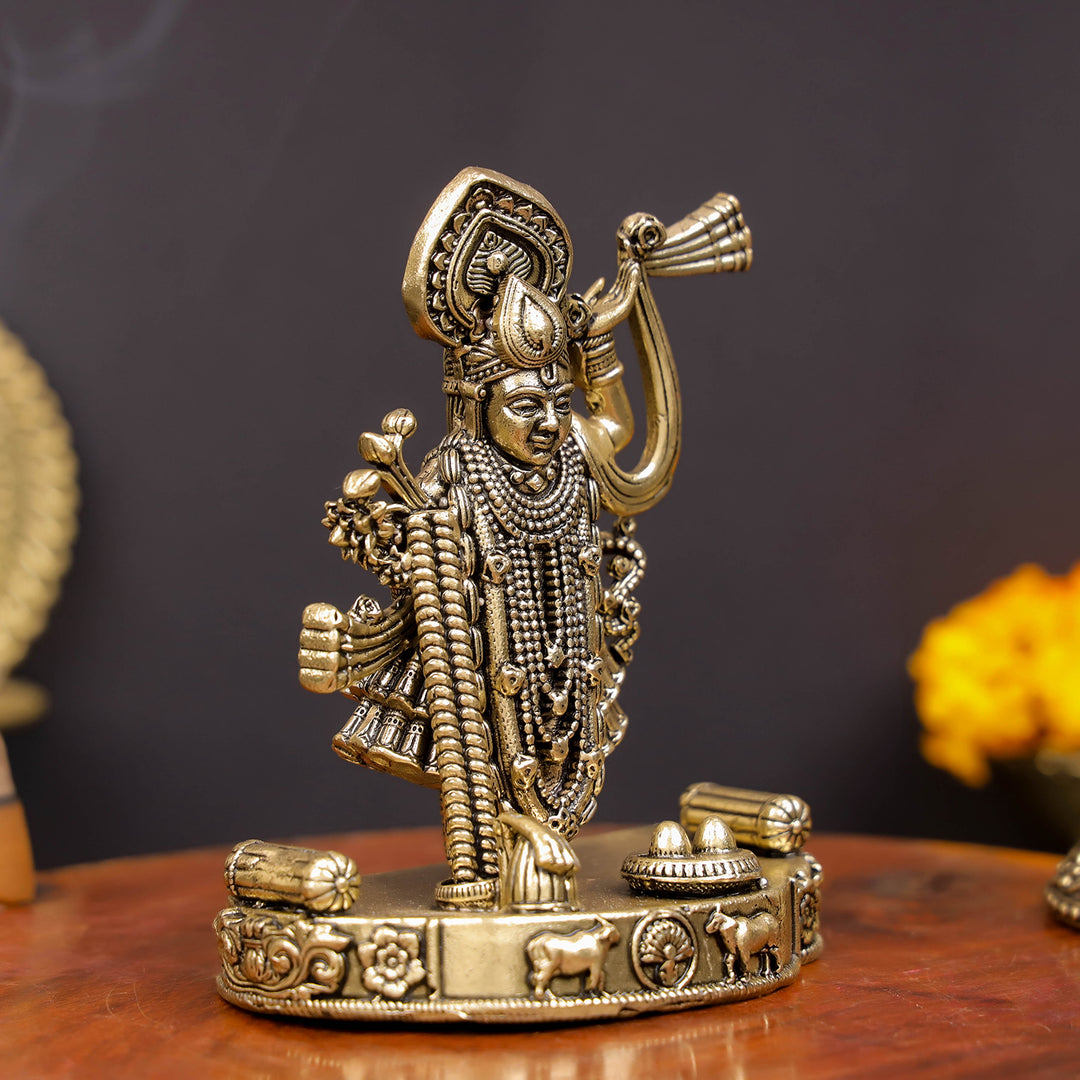Brass Superfine Shreenath Ji Idol For Home Temple Decor 4 Inch