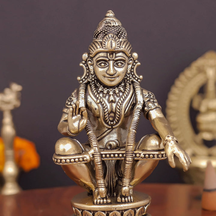 Brass Superfine Ayyappa Swamy Idol For Home Decor 4 Inch