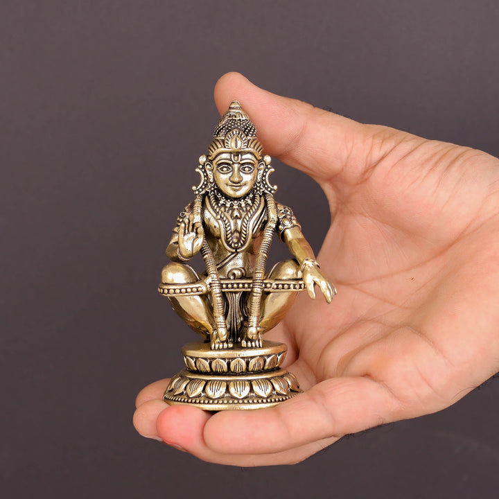 Brass Superfine Ayyappa Swamy Idol For Home Decor 4 Inch