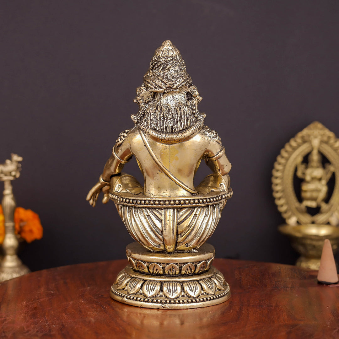 Brass Superfine Ayyappa Swamy Idol For Home Temple Decor 5 Inch