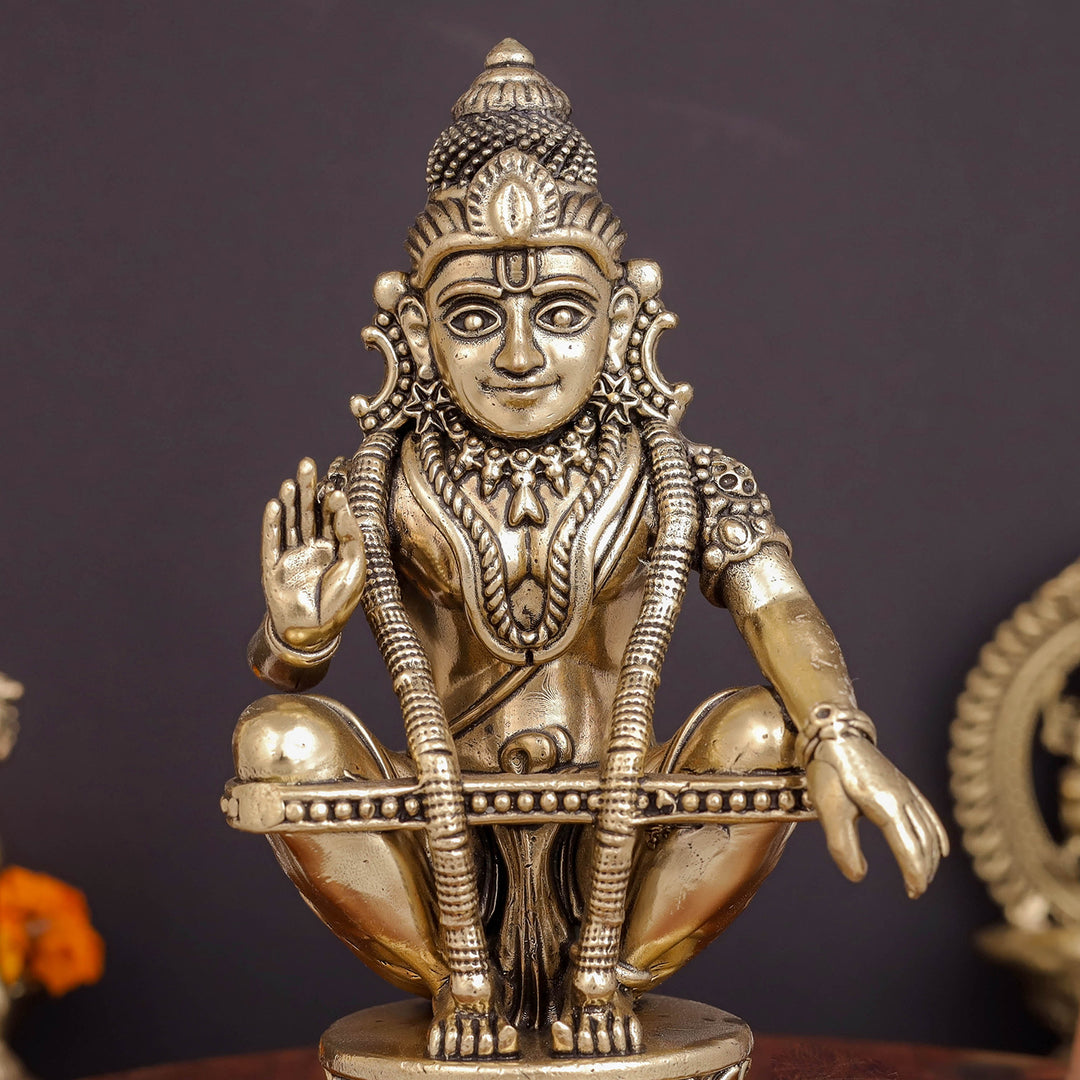 Brass Superfine Ayyappa Swamy Idol 6 Inches