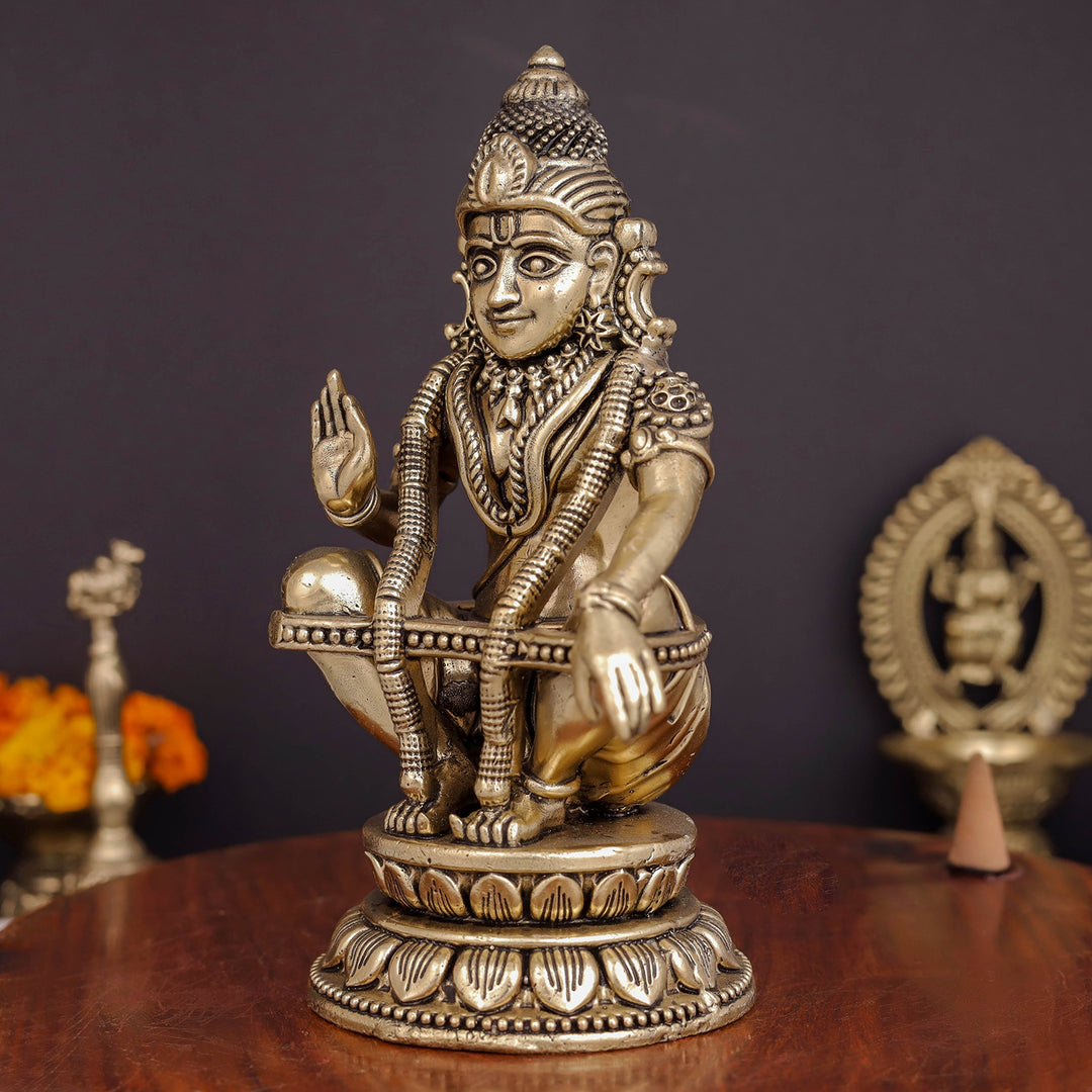 Brass Superfine Ayyappa Swamy Idol 6 Inches