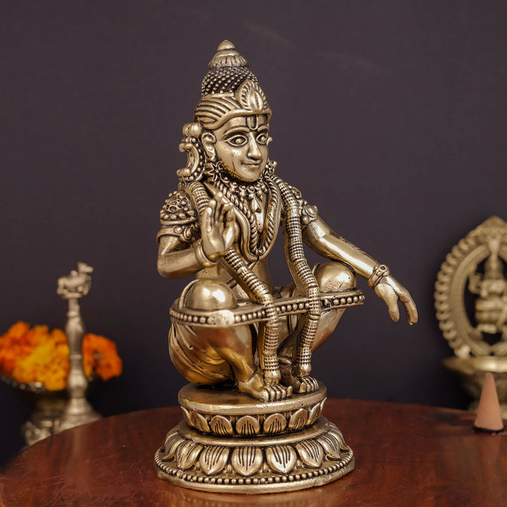 Brass Superfine Ayyappa Swamy Idol 6 Inches