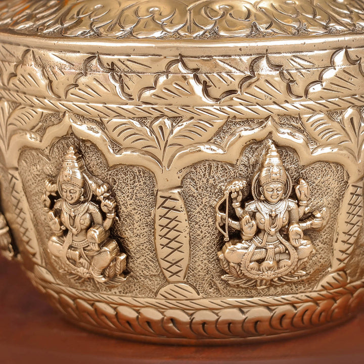 Brass Superfine Ashtalakshmi Kalash Handcrafted Divine Pot 4.5 Inches