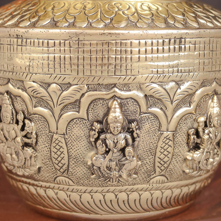 Brass Superfine Ashtalakshmi Kalash Intricately Handcrafted 5 Inches