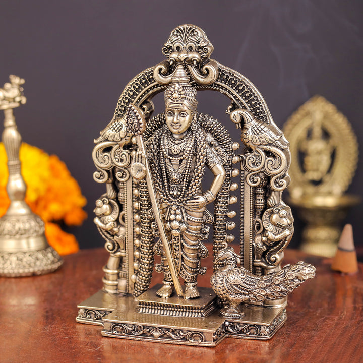 Brass Superfine Kartikeya Murugan Swamy Idol Intricately Crafted 5 Inch