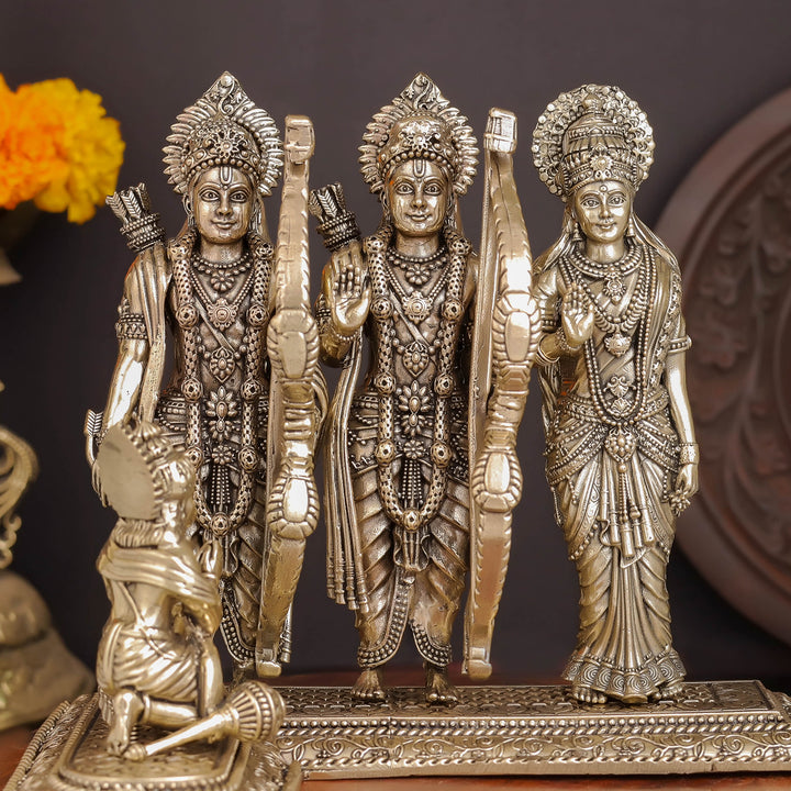 Brass Superfine Ram Darbar Idol With Intricate Carvings 7.7 Inches