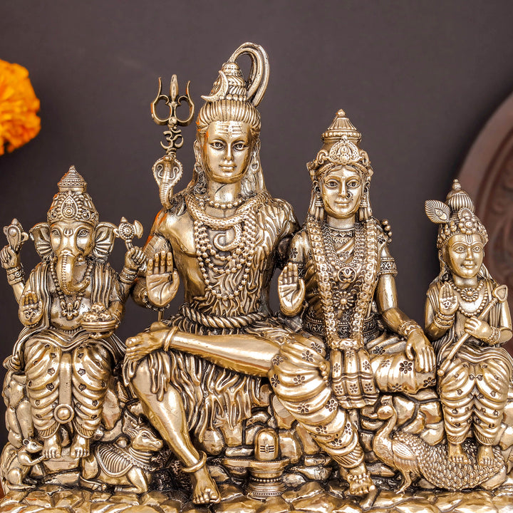 Brass Superfine Complete Shiv Parivar Idol For Home Temple Decor 7.5 Inch