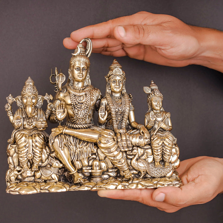 Brass Superfine Complete Shiv Parivar Idol For Home Temple Decor 7.5 Inch