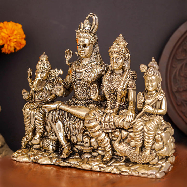 Brass Superfine Complete Shiv Parivar Idol For Home Temple Decor 7.5 Inch