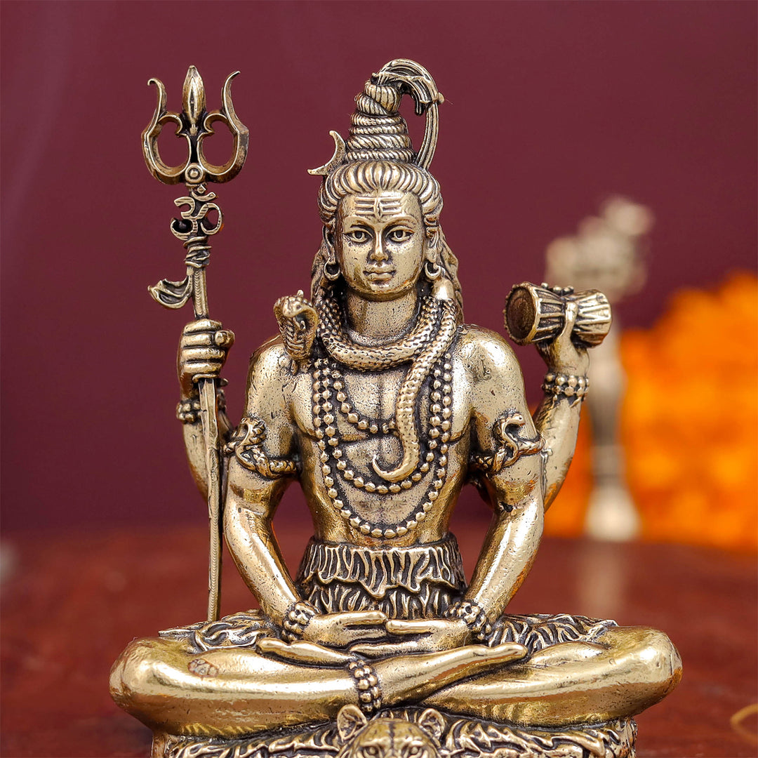 Brass Antique Lord Shiva Idol 3''