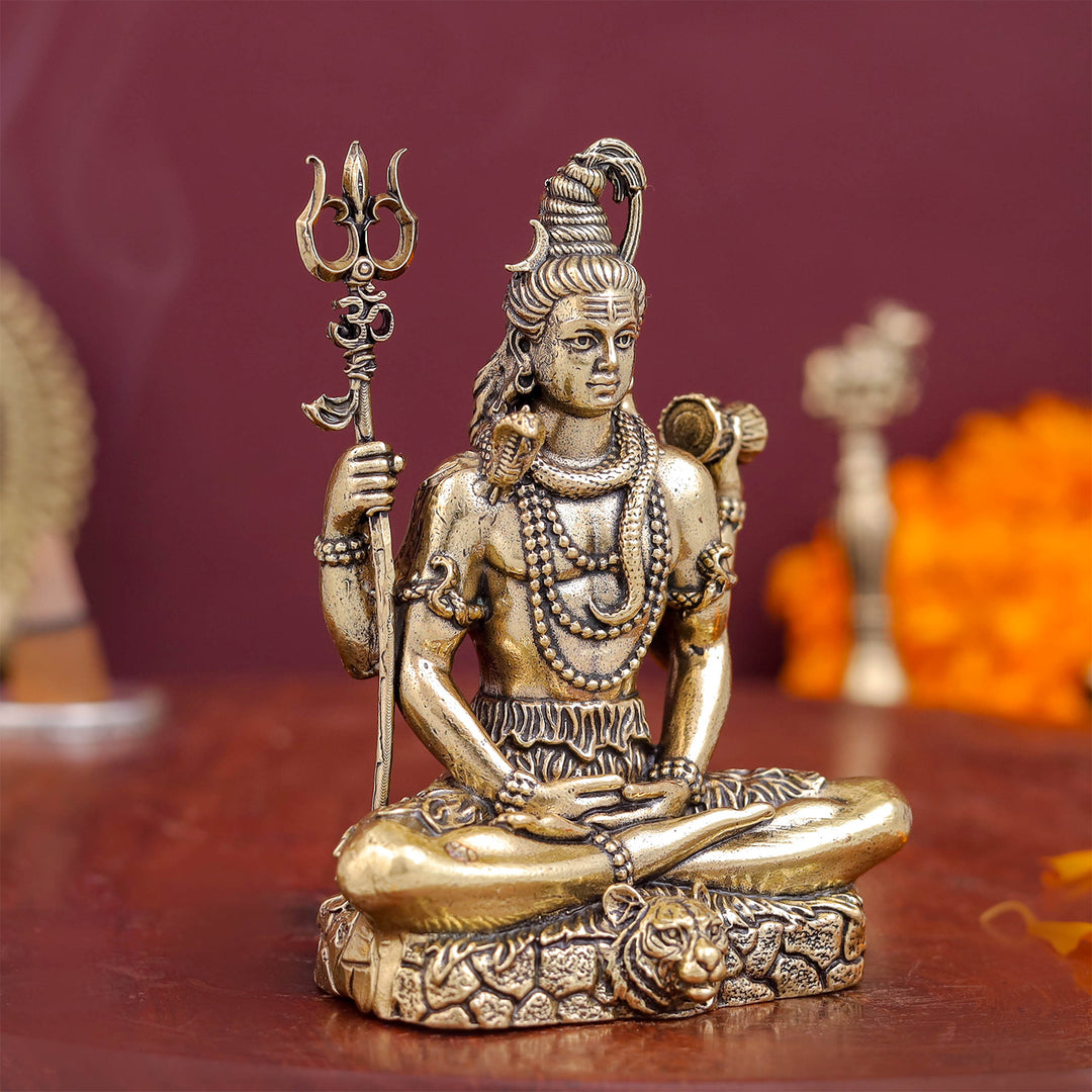Brass Antique Lord Shiva Idol 3''