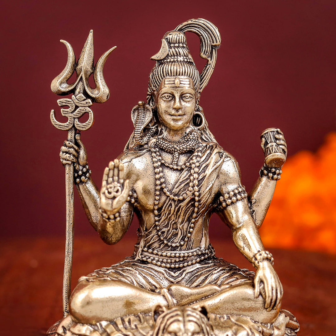 Brass Superfine Blessing Lord Shiva Idol intricate carvings 3 Inch
