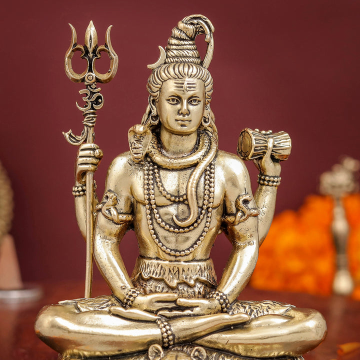 Brass Antique Lord Shiva Idol 4"