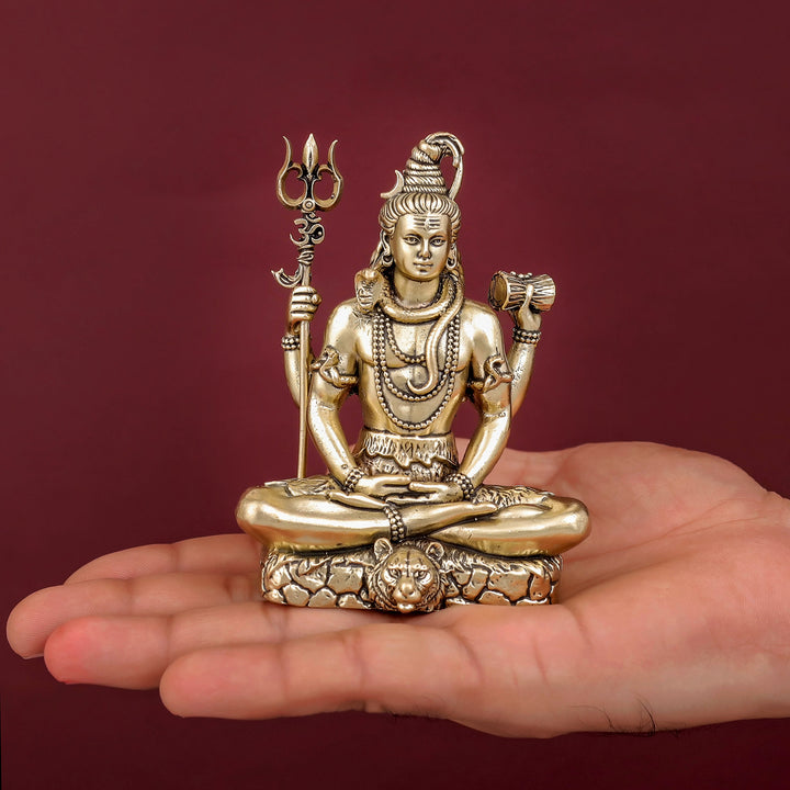Brass Antique Lord Shiva Idol 4"