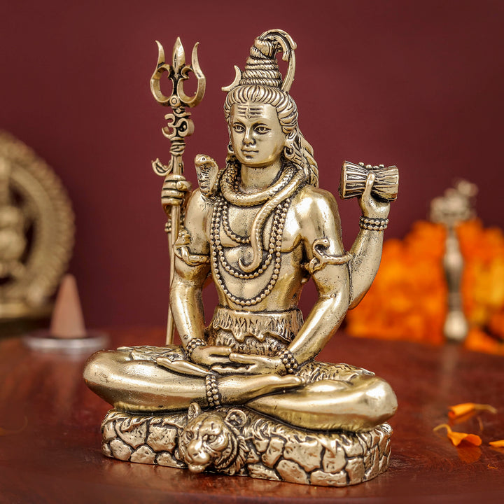 Brass Antique Lord Shiva Idol 4"