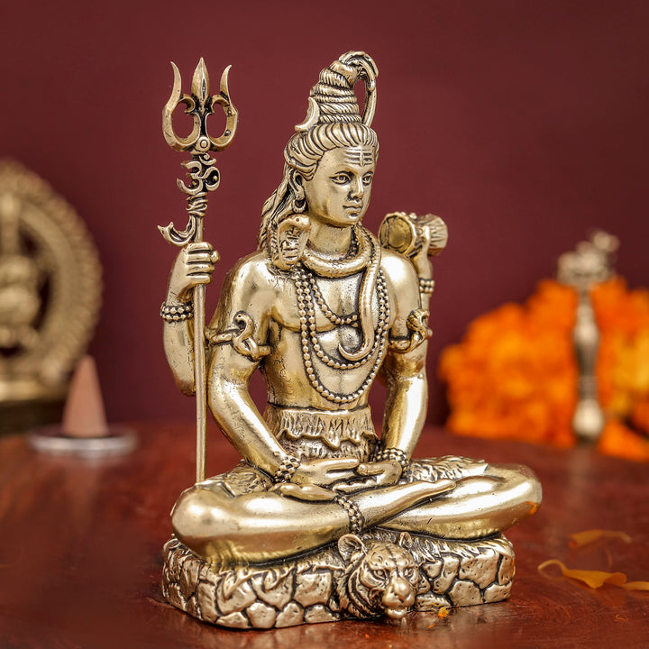 Brass Antique Lord Shiva Idol 4"