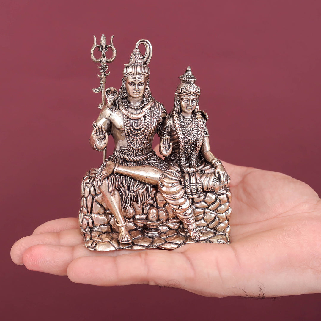 Brass Superfine Shiva Parvati Idol For Temple Decor 4 Inch