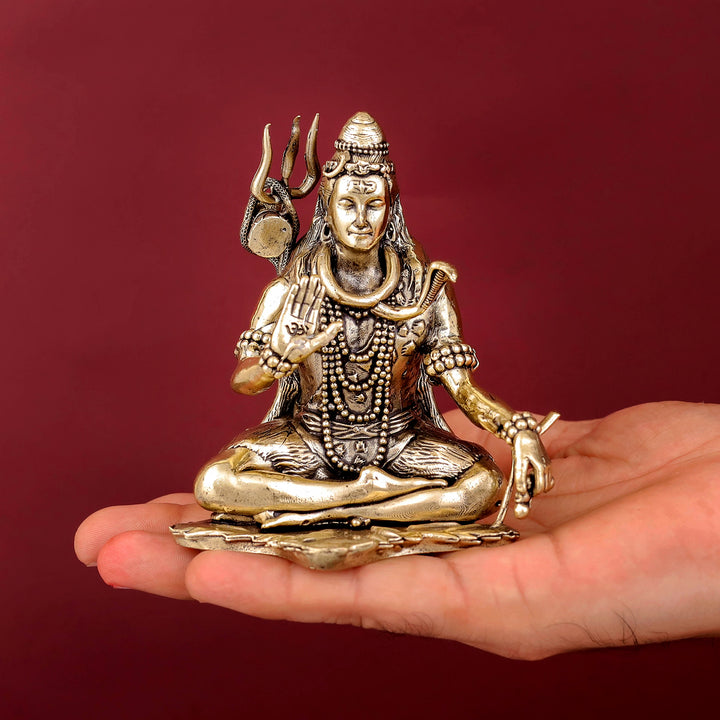 Brass Superfine Blessing Shiva Idol 4 Inch