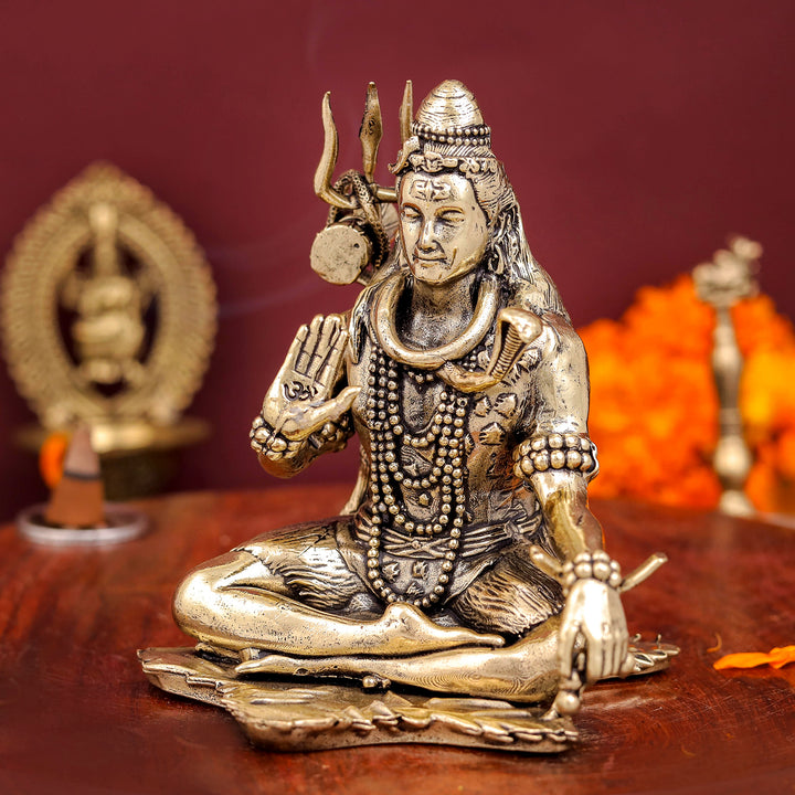 Brass Superfine Blessing Shiva Idol 4 Inch