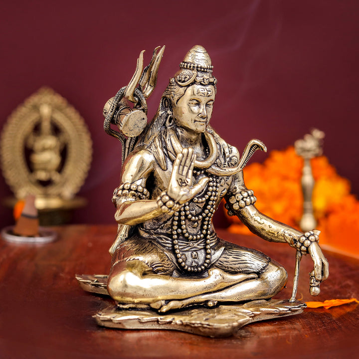 Brass Superfine Blessing Shiva Idol 4 Inch