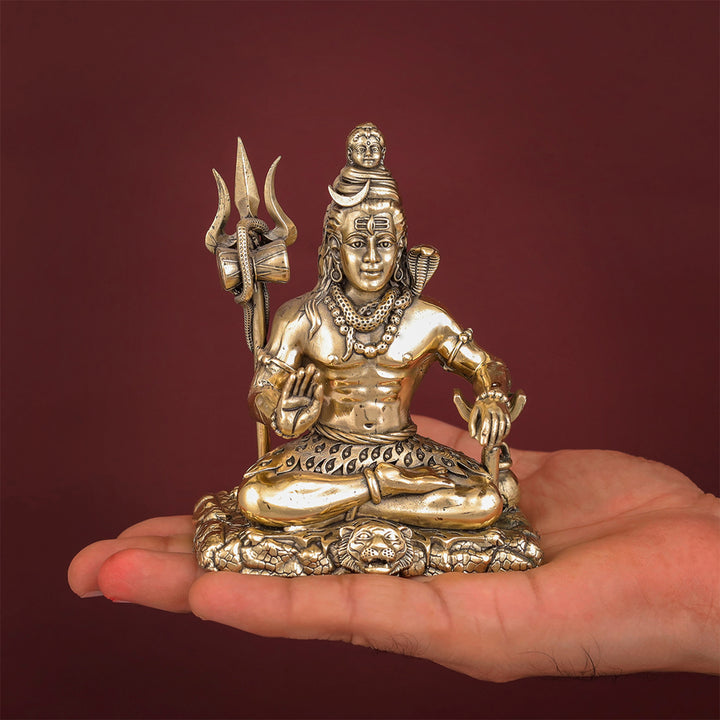 Brass Superfine Lord Shiva Aashirwaad Mudra Idol Intricately Crafted 4 inch