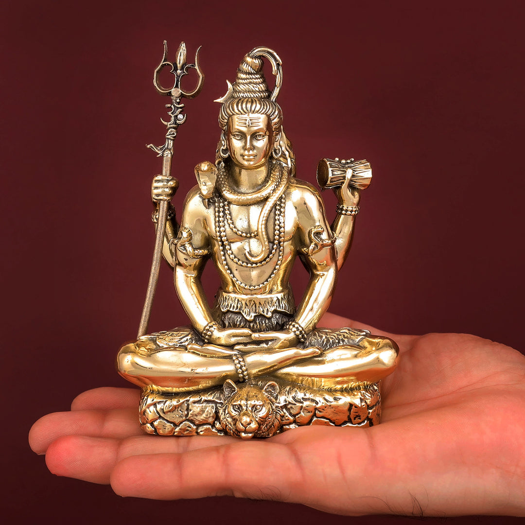 Brass Antique Lord Shiva Idol 5"