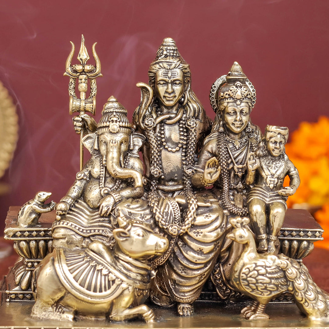 Brass Superfine Complete Shiva Family Idol 4 inch