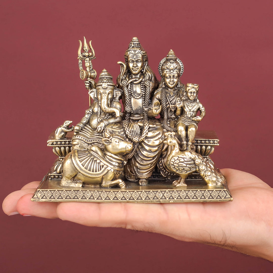 Brass Superfine Complete Shiva Family Idol 4 inch