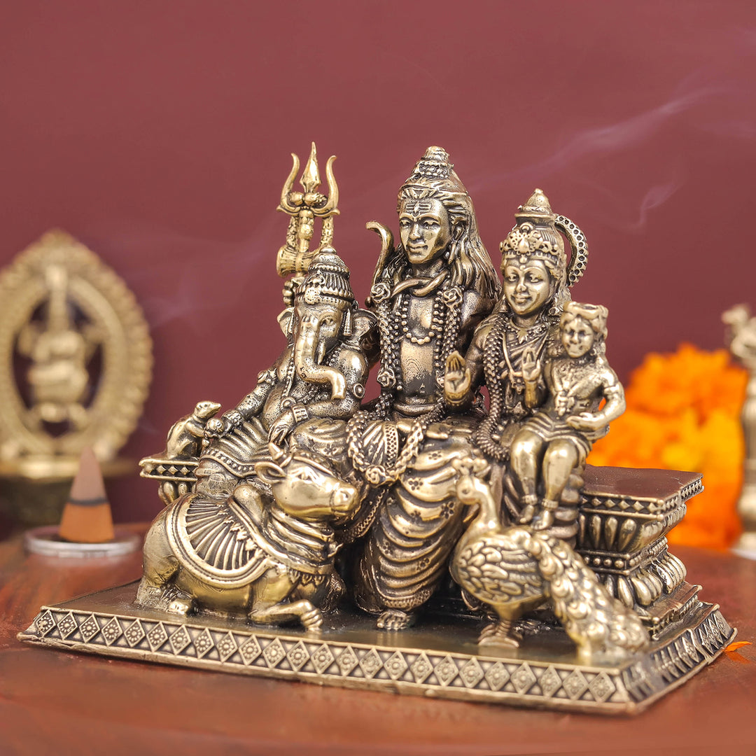 Brass Superfine Complete Shiva Family Idol 4 inch