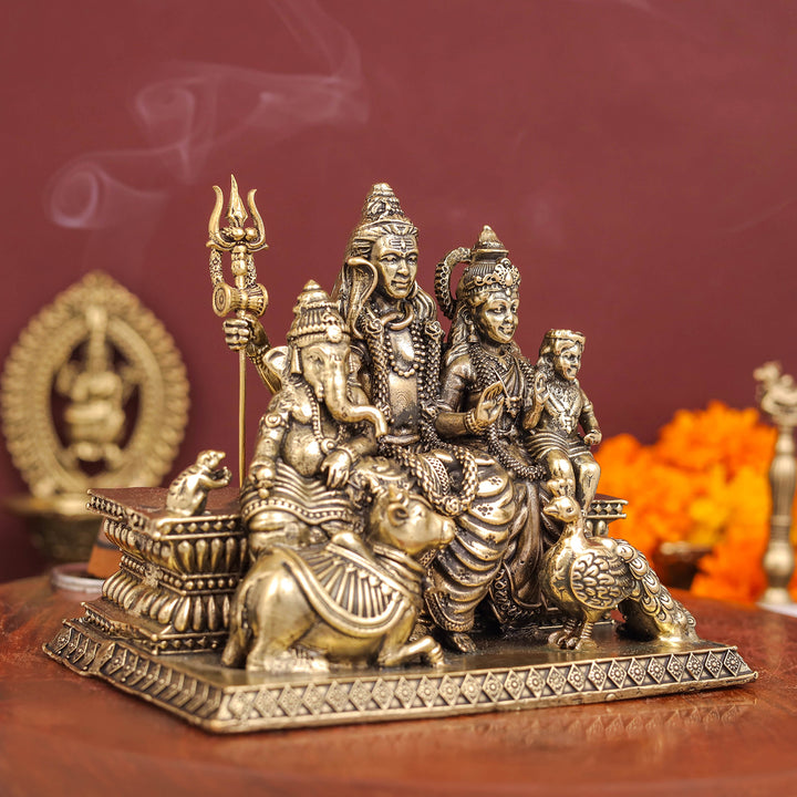 Brass Superfine Complete Shiva Family Idol 4 inch