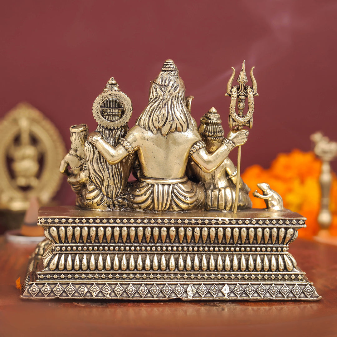 Brass Superfine Complete Shiva Family Idol 4 inch