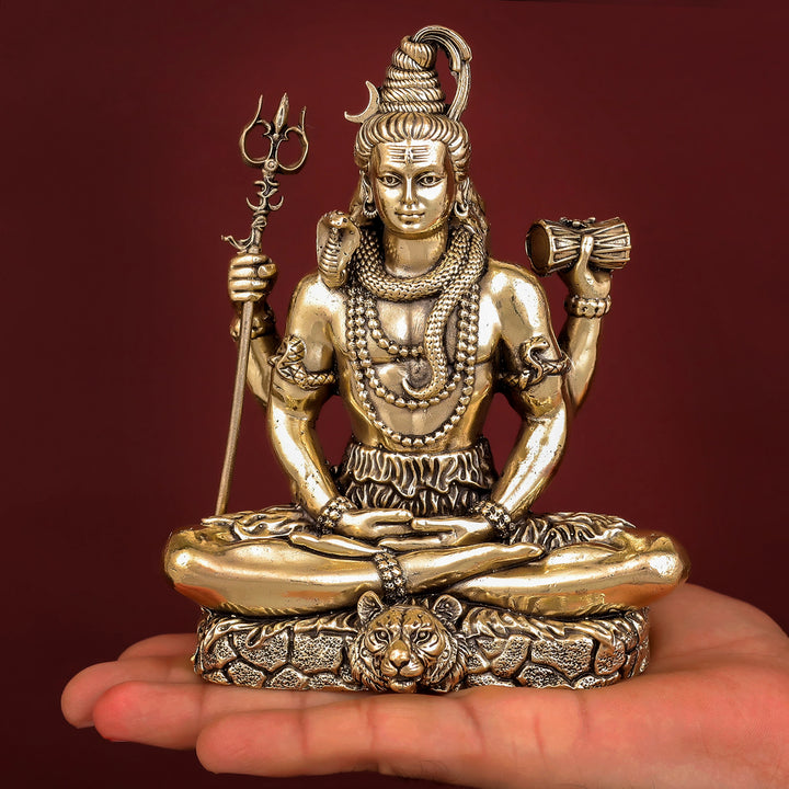 Brass Antique Lord Shiva Idol 6"