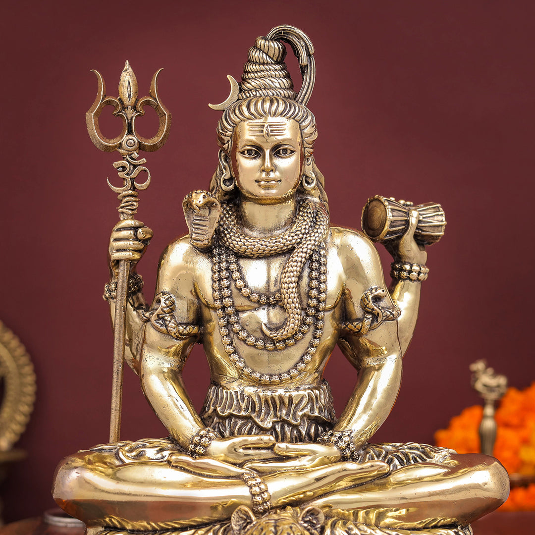 Brass Antique Lord Shiva Idol 7"