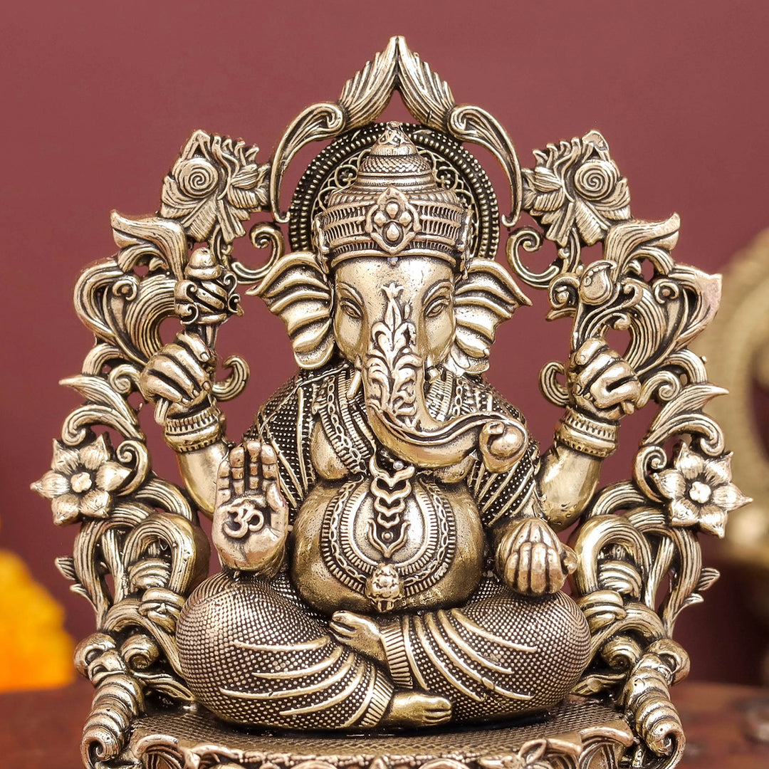 Brass Antique Ganesha Idol with Arch 4"