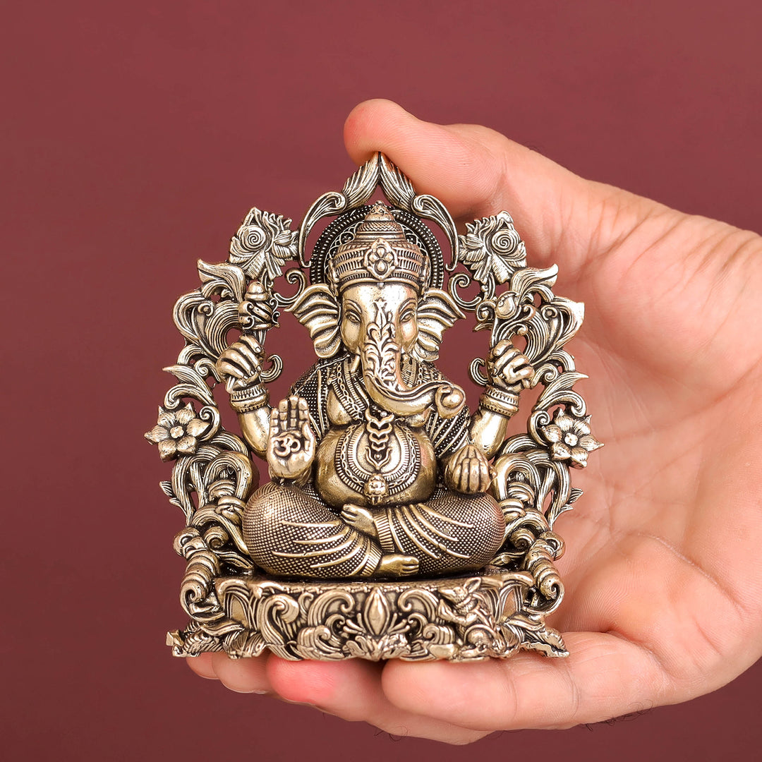 Brass Antique Ganesha Idol with Arch 4"