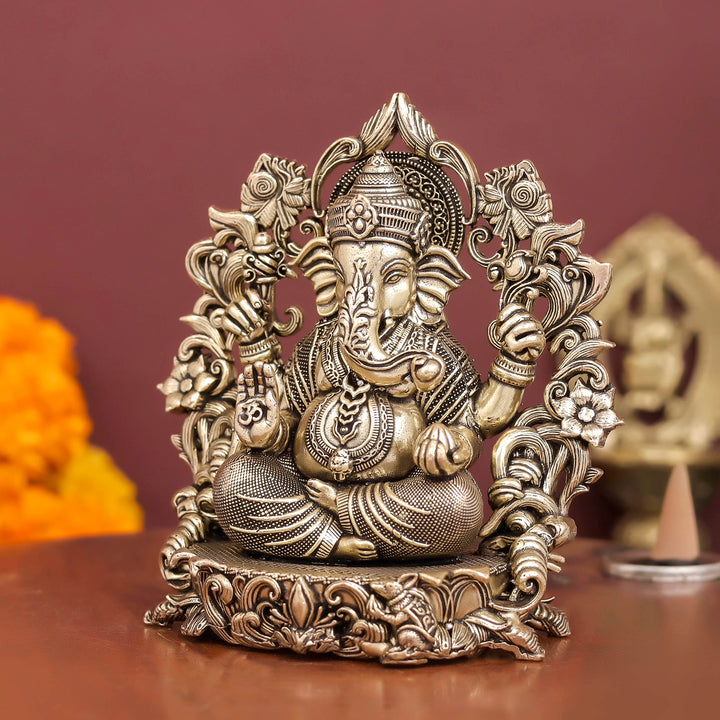 Brass Antique Ganesha Idol with Arch 4"