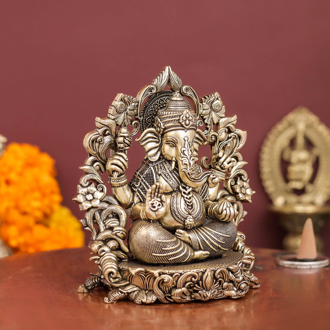 Brass Antique Ganesha Idol with Arch 4"
