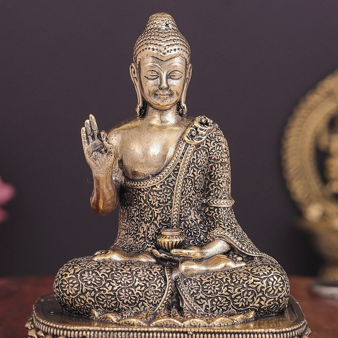 Brass Superfine Blessing Buddha Statue 4 Inch
