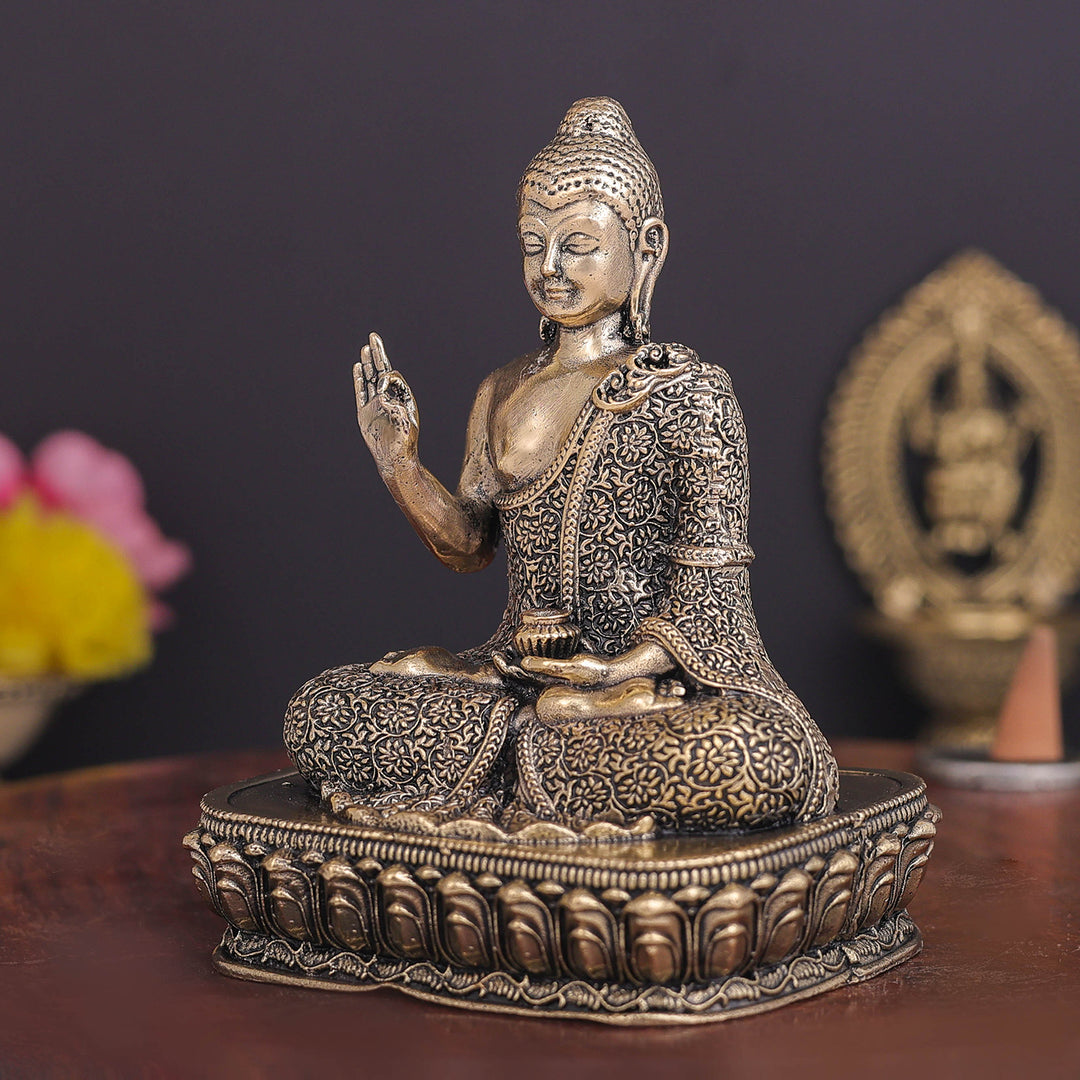 Brass Superfine Blessing Buddha Statue 4 Inch