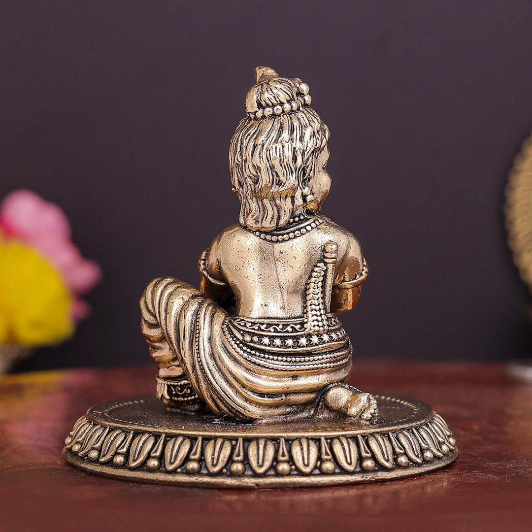Brass Superfine Makhan Chor Bal Gopal Krishna Idol 3 Inch